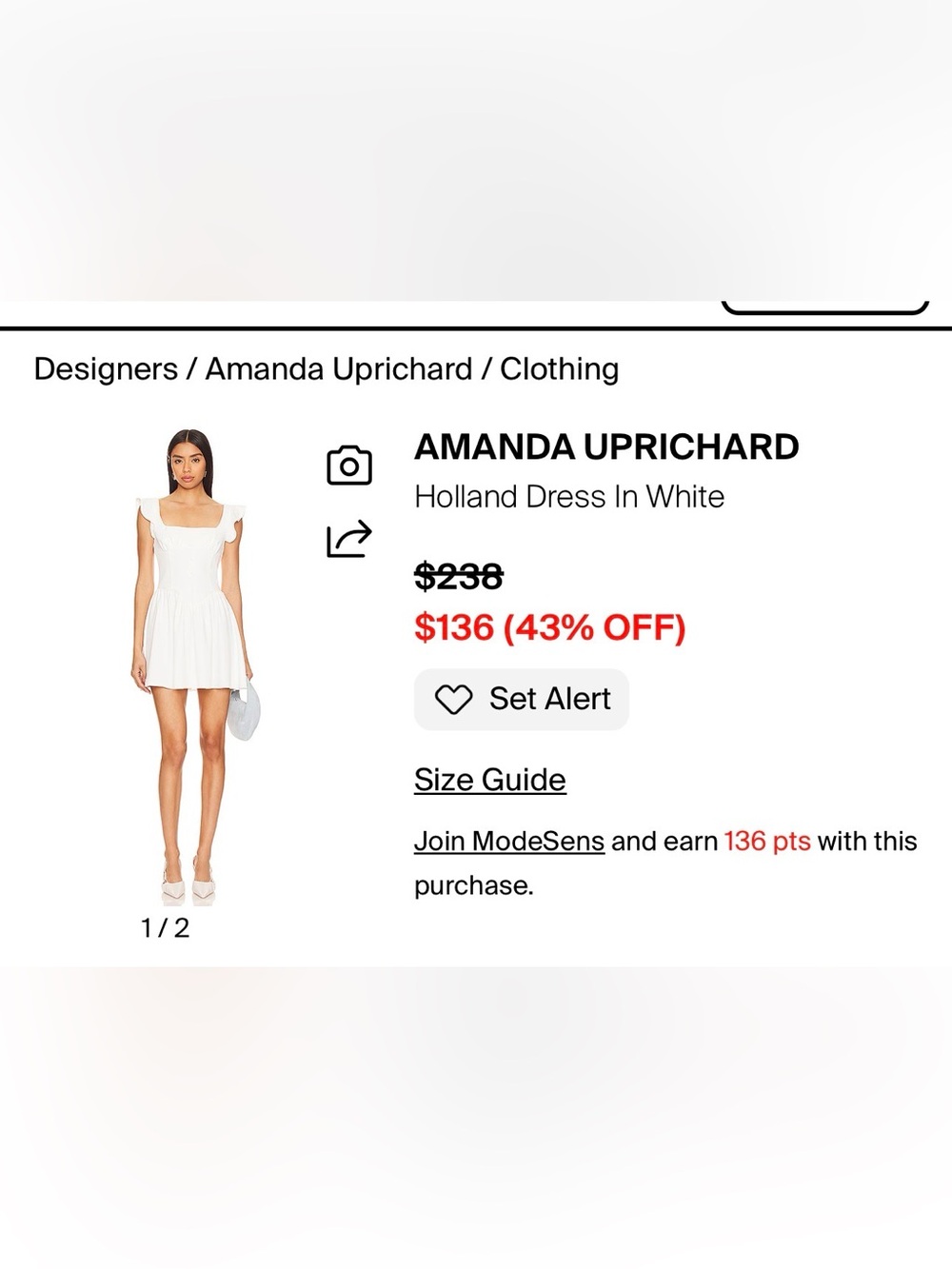 Amanda Uprichard White Holland Mini Dress with Ruffled Shoulders - Picture 7 of 7